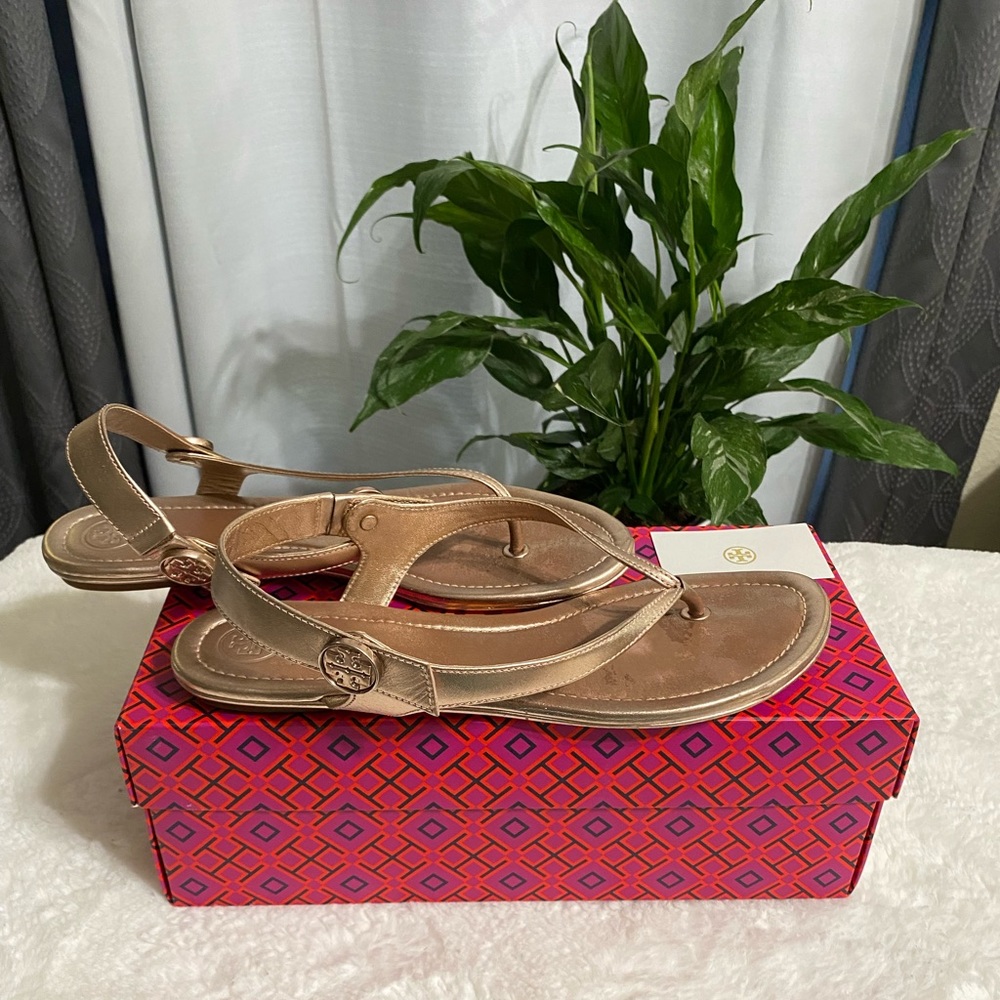 Tory Burch Rose Gold Minnie Travel Sandal